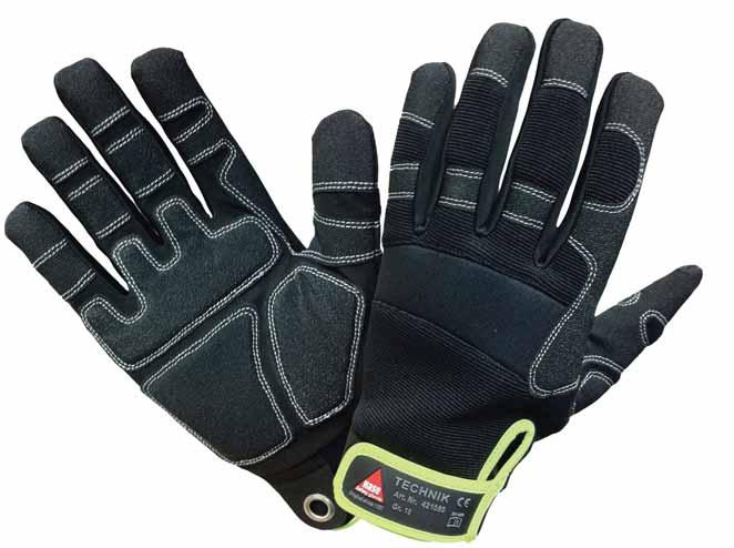 Die neue Technik Serie die perfekten Handschuhe Verbesserte Passform gemäß EN 420 Innenhanddämpfung 1 Technik 5 Finger Art. Nr. 421000 Montagehandschuh mit hohem Tragekomfort.