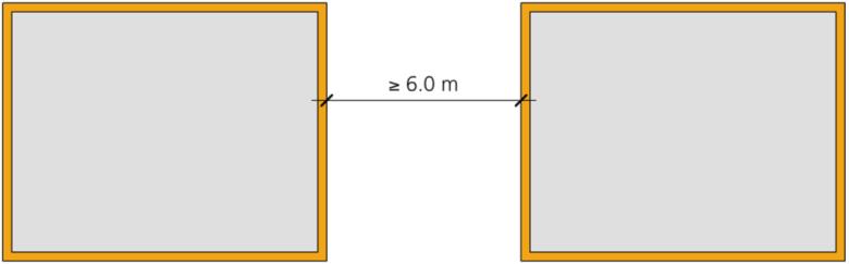 00 m, beide Aussenwände eine äusserste Schicht aus Baustoffen der RF1 aufweisen 7.50 m, wenn eine Aussenwand eine brennbare äusserste Schicht aufweist 10.