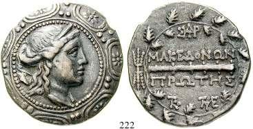ss+ 220,- THRAKIEN, MARONEIA 224 Tetradrachme um 100-80 v.chr. Kopf des Dionysos mit Efeukranz r. / Dionysos l.