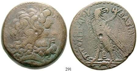 291 Bronze 221-205 v.chr., Alexandria. 45,01 g. Kopf des Zeus- Ammon r. mit Diadem / Adler l.