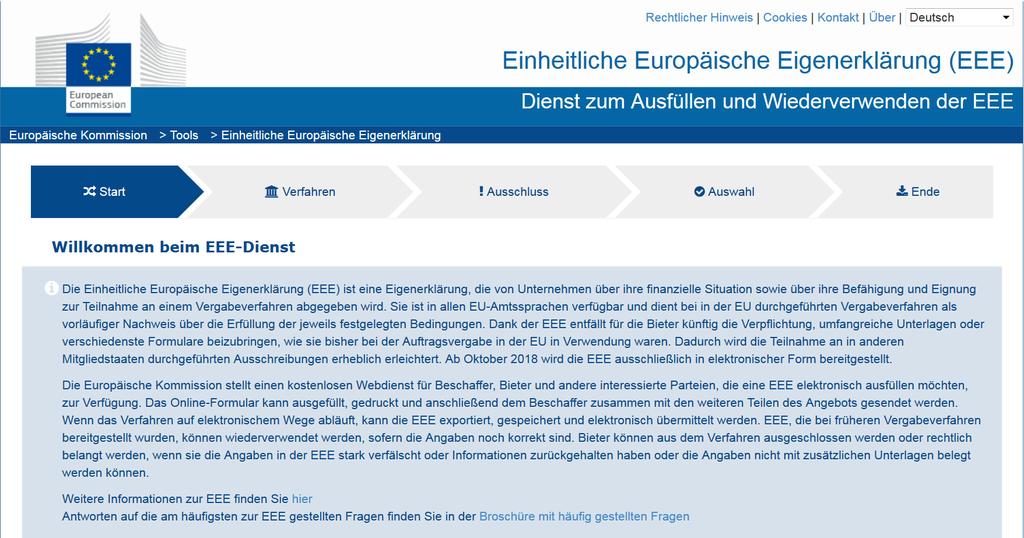 (e)eee Portal zum EEE-Webdienst mit