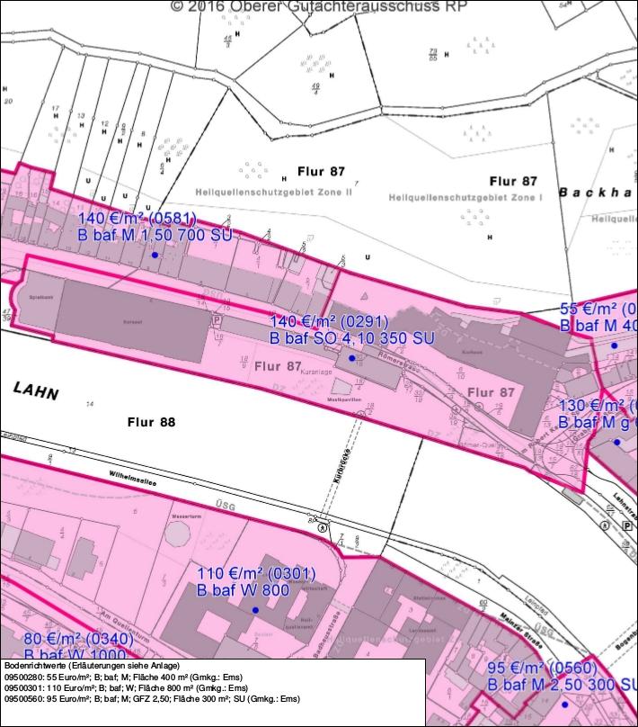 Anlage 5 Bodenrichtwertkarte für den Bereich des Sanierungsgebiet 1.