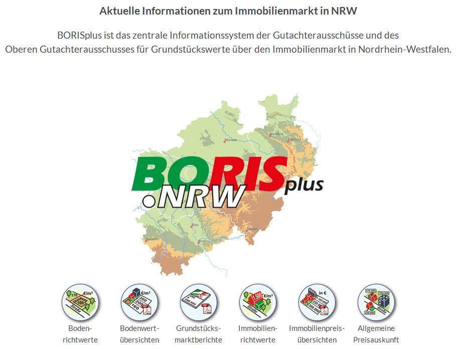 zentraler Stelle in BORISplus.NRW zur Nutzung über das Internet flächendeckend veröffentlicht. Unter der Adresse http://www.borisplus.nrw.