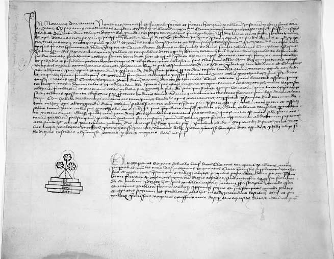 Am 10. Juni 1454 erhält der Küsnachter Komtur Heinrich Staler die Bewilligung zum Bau einer Kommende des St. Johannsordens. Stadtarchiv Biel, 114, CXXIV.63 Am 10.