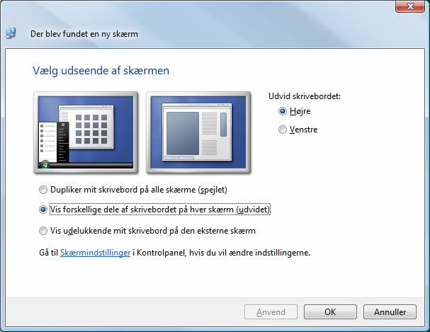 Une fois le système d'exploitation démarré, l'écran externe est automatiquement détecté.