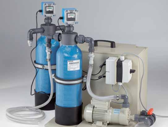 Wasseraufbereitungsanlage KRW 5 Water reconditioning system KRW 5 Wasseraufbereitungsanlage KRW 5 Das Kombinationsgerät mit zwei Ionenaustauscherflaschen eignet sich zur Reinigung von Kreislaufwasser