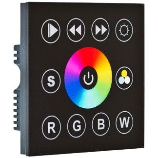 -WP-RGB+W EAN 4037293678728 -Wandpanel RGB+W (schwarz) - 12V/DC - 2,4W -Wandpanel für die Ansteuerung der -Controller. Für Schalterdosenmontage geeignet.