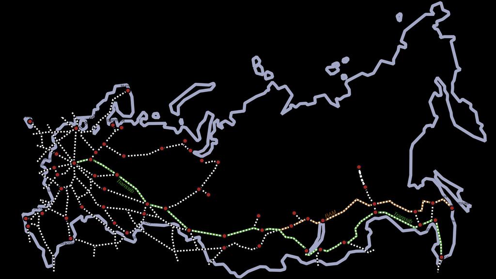 Das gesamte russischen Eisenbahnetz der RZD: 85.