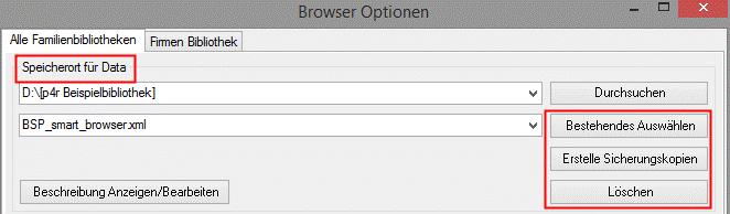 Bibliotheksdatenbank im Netzwerk Speicherort für Data gibt den Ordner an, in dem die XML Datei mit der Bibliotheksdatenbank gespeichert werden soll.