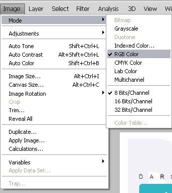 Bildmodus Für eine Darstellung mit einem Webbrowser muß das Bild im RGB-Modus gesichert werden (.jpg oder.gif), für optimale Ergebnisse beim Druck auf CMYK umstellen.