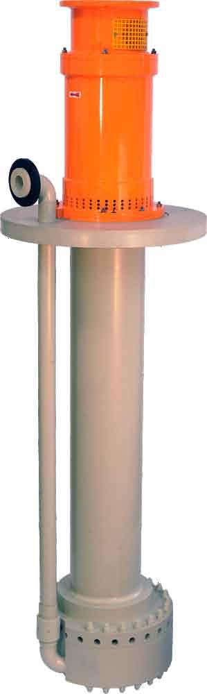 Cantilever-Vertikalpumpe TPC Tauchlängen 00 mm, 0 mm und 00 mm, mit Saugrohr bis 00 mm Trockenlaufsichere