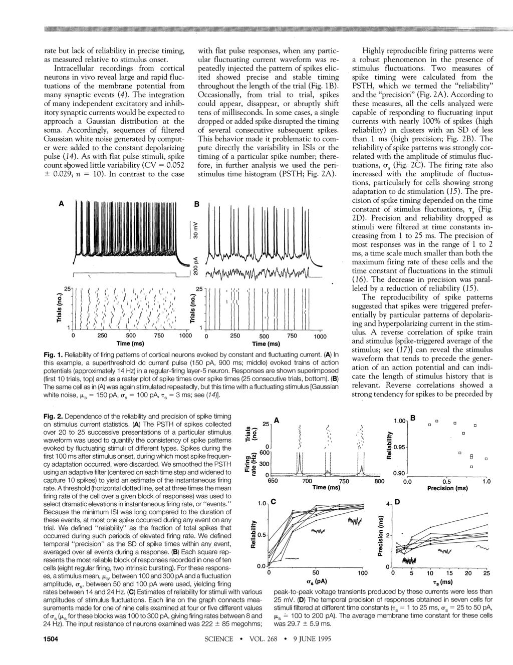 Abschätzung von Rauschquellen Intrazellulärableitungen von Antworten auf konstante und fluktuierenden Strominjektion in Cortex-Slices der Ratte Mainen & Sejnowski, 1995 Hohe