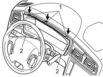 M3903036 11 Das Lenkrad in der untersten, hintersten Stellung verriegeln Die Gummidichtung von der oberen Lenkradverkleidung entfernen, indem die 5 Rasten vorsichtig gelockert werden.