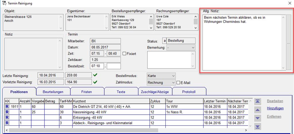 Winfeger Release 10 Teil 1 Seite 10/12 Damit haben wir ein einfach zu bewirtschaftendes, permanentes, objektbezogenes Notizfeld für Notizen oder Rückfragen künftiger Termine und Situationen.