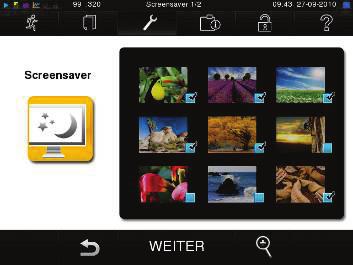 Kapitel 5 Protokollieren Screensaver Um das Display im Standby-Betrieb zu schonen, kann ein Screensaver aktiviert werden, der eine fortlaufende Diashow mit einer beliebigen Auswahl an Bildern