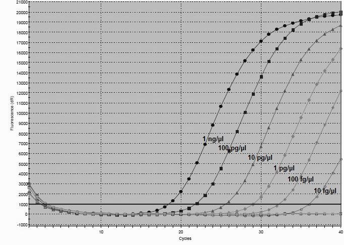 4. Ergebnisse Der Kurvenverlauf für die Fluoreszenzmessung zur Sensitivitätsmessung ist in Abbildung 10 exemplarisch anhand von Staphylococcus aureus dargestellt Abbildung 10: Sensitivitätsmessung am