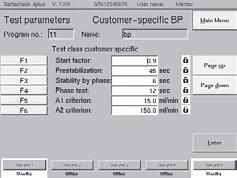7.6 Customer-Specific BP The normal bubble point test (as previously described) uses a standard set-up of parameters to cover most of applications.
