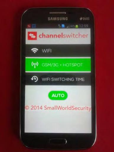 2. Erste Lösung ChannelSwitcher mobile App für basierte Mobiltelefone überwacht im Hintergrund die Verfügbarkeit des lokalen WiFi- Netzes und schaltet in Abhängigkeit der aktuellen mittleren