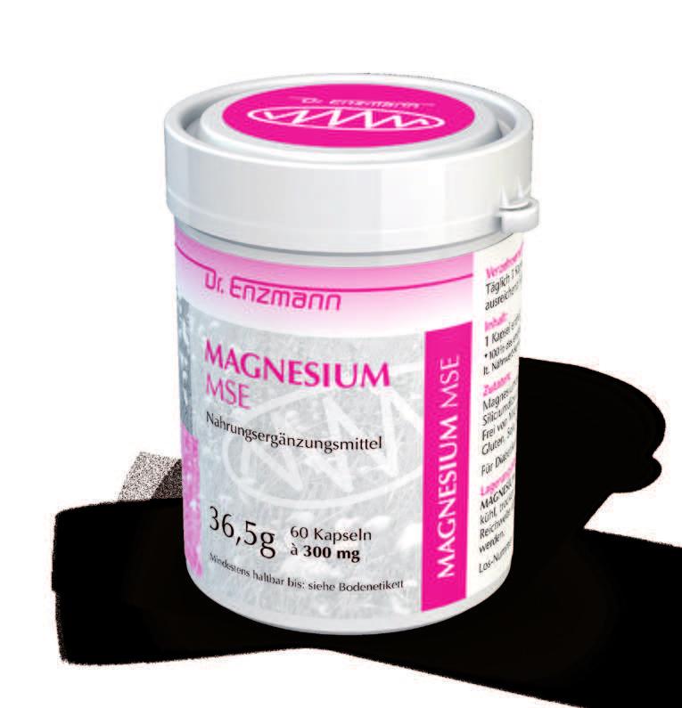 enthält 300 mg Magnesium / Kapsel frei von Milcheiweiß, Milchzucker, Gluten, Hefe, Soja und Farbstofen.