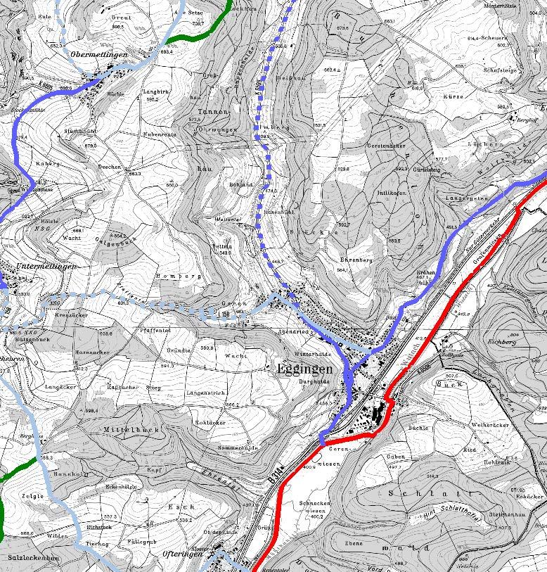 Entwurf der Basisrouten Eggingen Legende Pendler Route Basis Route I. Ordnung Basis Route II.