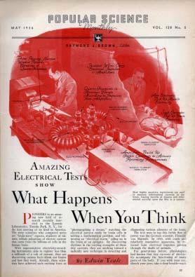 Popular Science, May 1936 Artikel in Popular Science, Mai 1936 Nachweis der cochleären Mikrophonpotentiale Wörter, die in das Ohr des Tieres