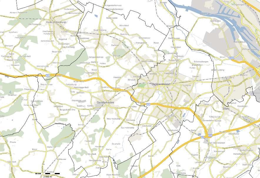 Karte 1: Marktgebiet des Einzelhandelsstandortes Ganderkesee Legende: Zone