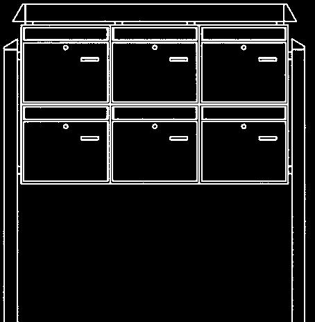 Terzo-Anlage mit 2 Briefkästen und 1 Pfosten, bestehend aus: 1 Pfosten Terzo V11-180 W 1