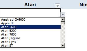 Andere Kriterien könnten sein: Hersteller (Atari, SEGA, Nintendo usw.) Veröffentlichungsland (Deutschland, Europa, Japan usw.