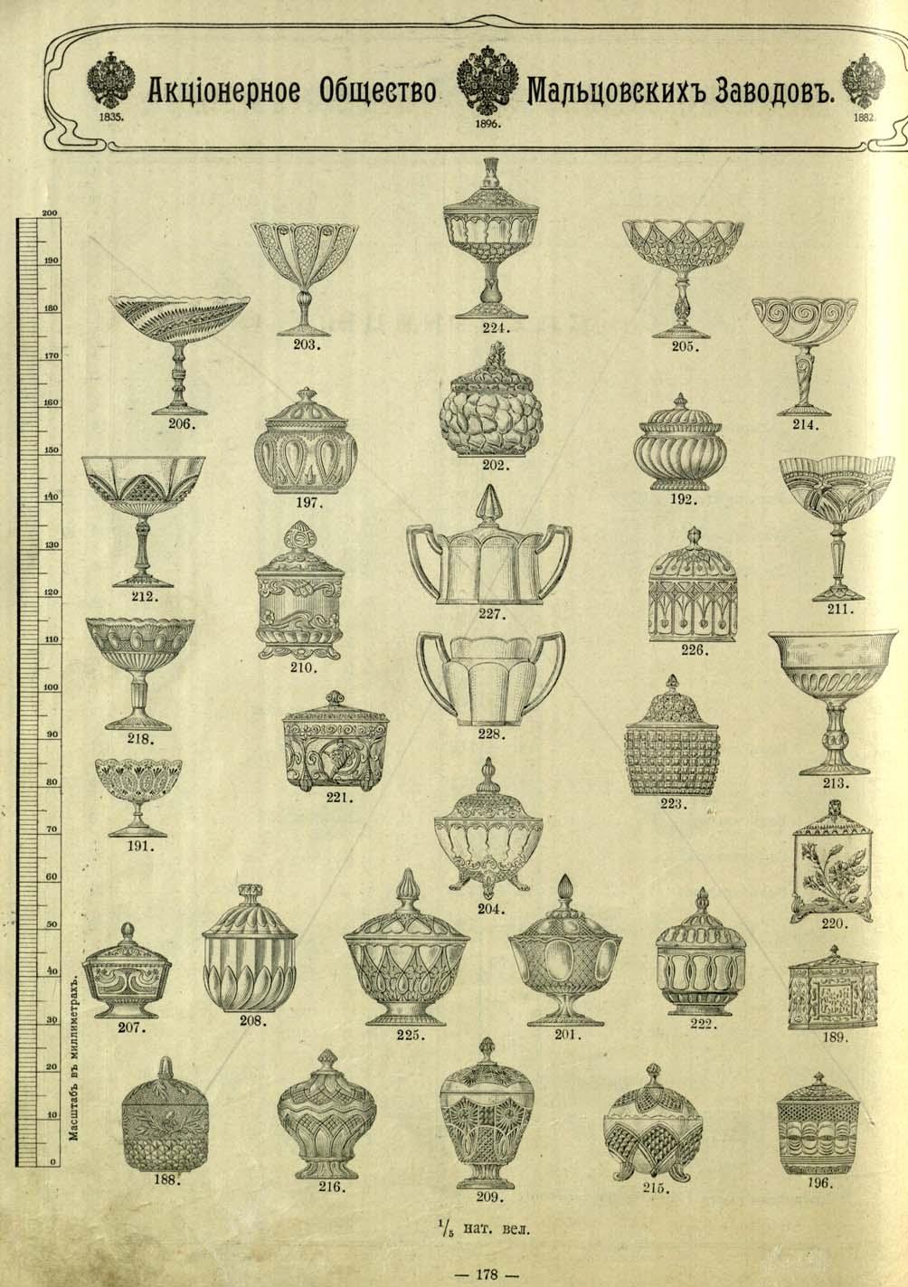 Abb. 2012-4-01/36 Preis-Kurant Dyatkovo 1903, Tafel 178, Zuckerdosen, Zuckerschalen,