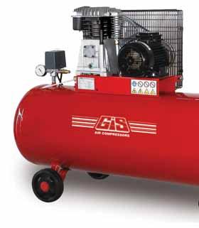Stationary and wheeled belt driven compressors, single and three phase (up to mod. GS17/200). Special voltages on request. The wheeled compressors are equipped with pressure reducers.