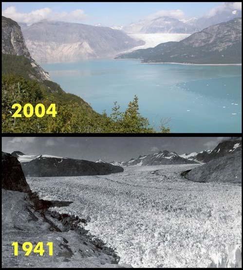 Hintergründe zum Klimawandel Die Folgen - Gletscherschmelze Gletscher in Alaska Abschmelzen der Gletscher im Himalaya bedroht