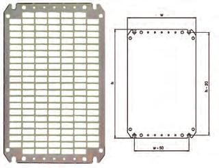 AMT, Telequick-Montageplatte Wandschränke Zubehör AMG, Montageplatten-Tiefenverstellung eschreibung: Vereinfacht Installation und Gerätemontage; rechteckige Ausstanzungen von 26 x 11mm, um die