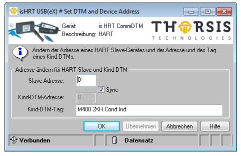 13.3. Ändern von Poll-, DeviceDTM-Adresse und Tag Mit Hilfe dieses ActiveX ist es möglich, die Adresse eines verbundenen HART Slave-Gerätes zusammen mit der Adresse eines verbundenen Geräte-DTMs zu