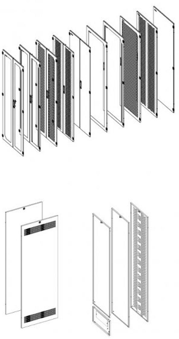 Serie ROF Optionale Ausführungen: Frontseite: Offen, ohne Tür Türe einteilig oder zweiteilig Türmaterial: Stahl voll Stahl mit Glaseinsatz Stahl belüftet (Kiemen) Stahl/Glas belüftet Stahl