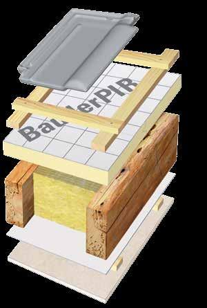 Dachkonstruktion, Innenverkleidung vorhanden Sanierung von außen mit BauderPIR MDE; vorhandene