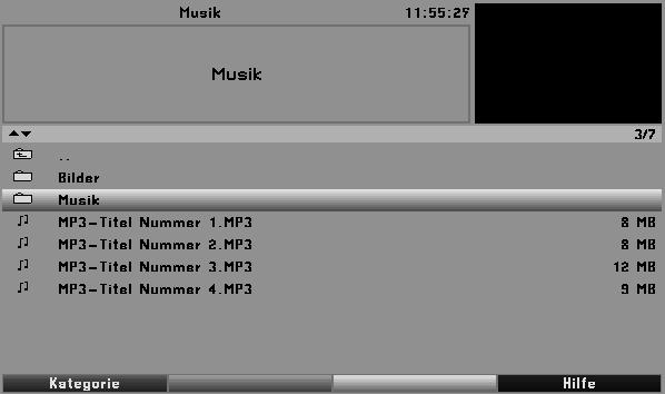 6 Untertitel MP3-(Musik)Wiedergabe 6.14 Untertitel Beim Einschalten einer Sendung die mit Untertiteln ausgestrahlt wird, erscheint in der Infobox das Untertitel-Symbol.