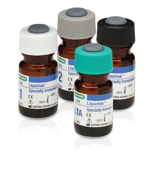 6 Liquichek Speciality Immunoassay Control Mit vielen Verbesserungen, die Ihnen die interne Qualitätskontrolle erleichtern: Speziell zur Überprüfung der Qualität von Testverfahren für die Bestimmung