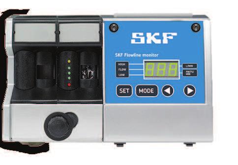 Der SKF Flowline Monitor zeichnet sich durch hohe Anwenderfreundlichkeit aus, denn er zeigt dem Bediener den Status der Durchlussrate jeder einzelnen Schmierstelle an.
