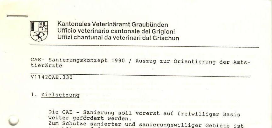 CAE - Bekämpfung in der Schweiz Chronologie 1990