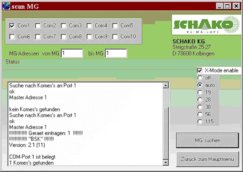 4.) Softwareverbindung zwischen PC und KOMES-MG Schnittstellenauswahl Sie gelangen nun in das Menu Scan-MG (Bild 3). Wählen Sie hier nun ihre serielle Schnittstelle per Mausklick aus.
