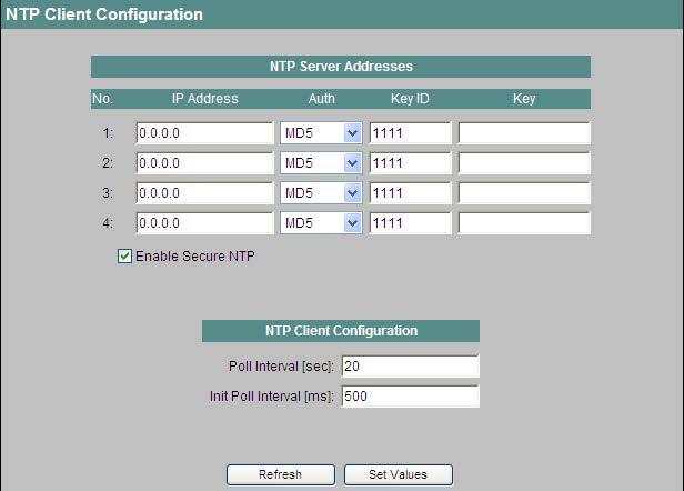 4.4 Das Menü Agent Bild 4-43 NTP Client Configuration IP Adresse Tragen Sie die IP-Adresse des NTP-Servers ein, an den ein Client Frames für die Synchronisation der Uhrzeit senden soll.