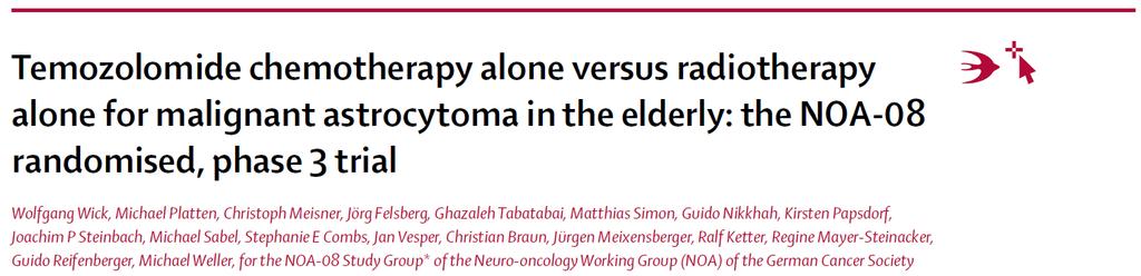 than 60 years with glioblastoma: the Nordic randomised, phase 3 trial Dr Annika Malmström et al. A. konventionelle Strahlentherapie mit 60 Gy über sechs Wochen B.