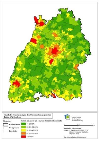Regionale Muster Haushaltstypen Beispiel Gemeinden Baden- Württemberg Jüngere Ein- und Zwei- Personen-Haushalte Haushalte mit 3