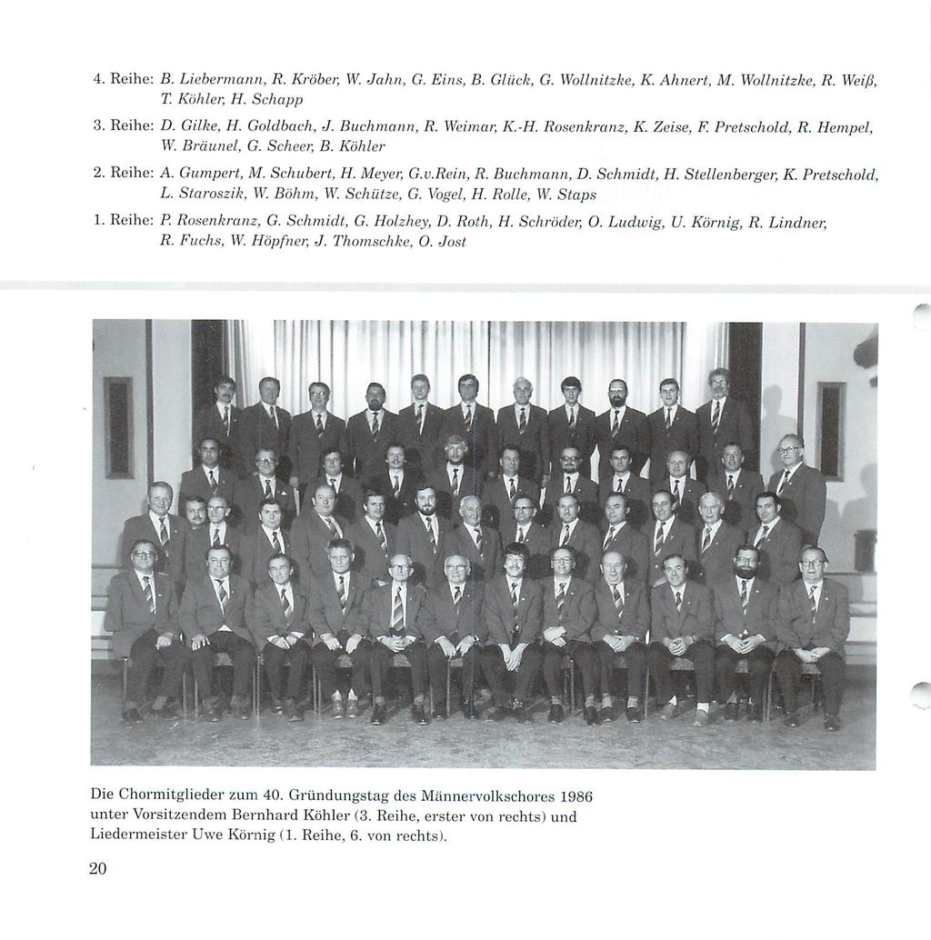 4. Reihe: B. Liebermann, R. Kröher, W. Jahn, G. Eins, B. Glück, G. Wollnitzke, K. Ahnei-t, M. Wollnitzke, R. Weiß, T. Köhler, H. Schopp 3. Reihe: D. Gilke, H. Goldbach, J. Buchmann, R. Weimar, K.-H.