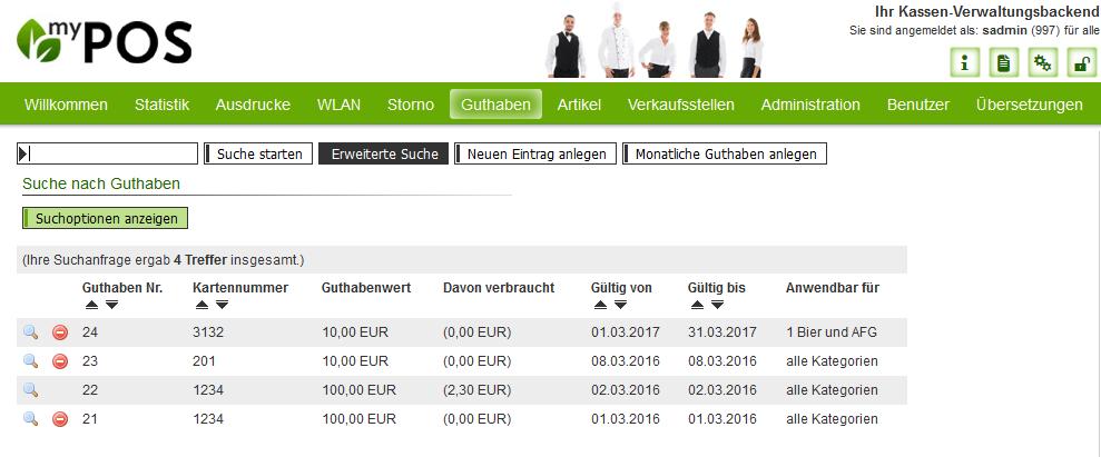 9. Guthaben Im Karteireiter Guthaben haben Sie die Möglichkeit über verschiedene Arten Geldkonten anzulegen.