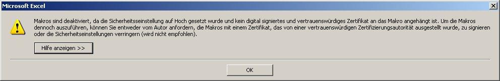 MS Excel 2003 Falls deaktiviert mit