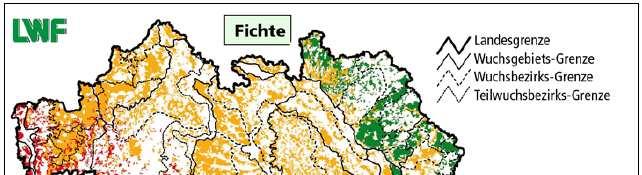 Baumarteneignung Fichte im Jahr 2050 Beispiel: Baden-Württemberg -