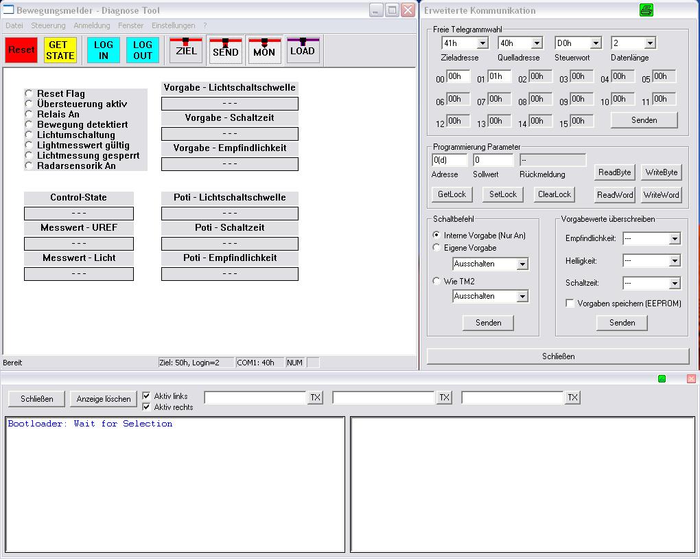 6.3. PC-Software WinControl_BWM Das Diagnose-Tool für den Baudisch.Bewegungsmelder dient zur Fernsteuerung der Baugruppen sowie zum Testen von vorgenommenen Einstellungen.