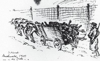 Sowjetisches Speziallager Nr. 2 / 1945-1950 Arbeitsblatt der Gedenkstätte Buchenwald Das Beerdigungskommando 6 Woher stammt die Zeichnung? Die Zeichnung wurde von dem ehemaligen Lagerinsassen Otto v.