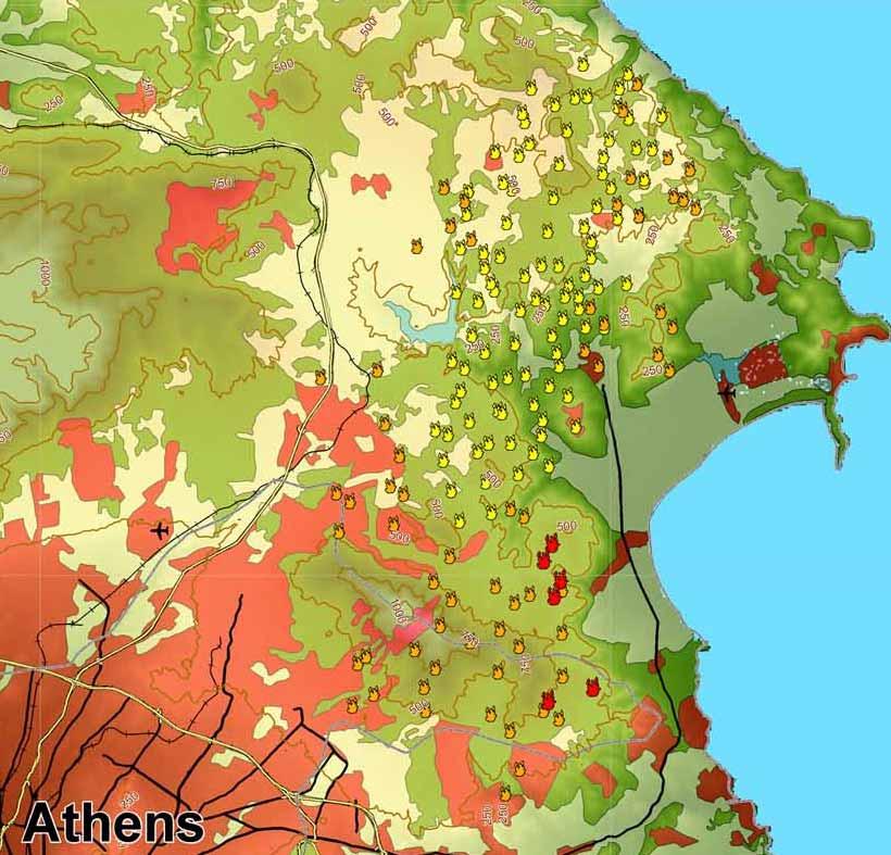 Kartierung der Waldbrände in